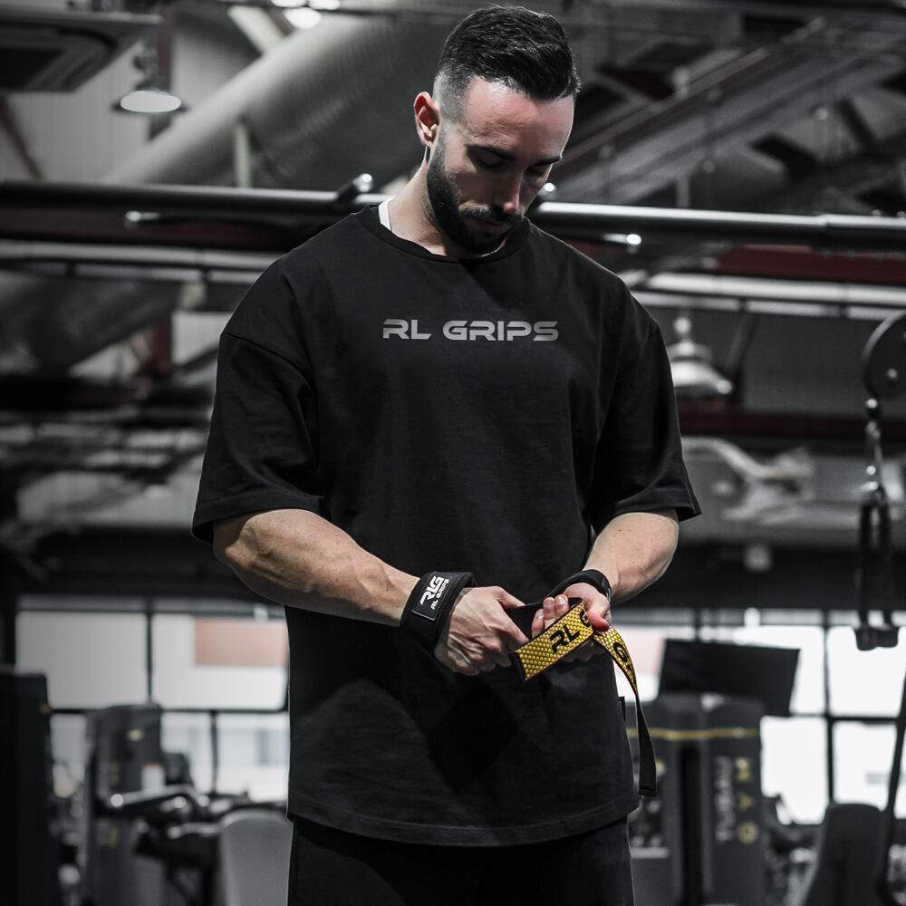 Straps Gym para Levantamiento de Pesas RL GRIPS Amarillo con Grip Antideslizante 3/7