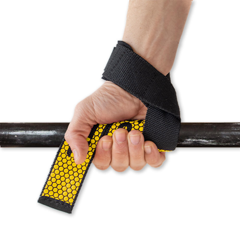 Straps Gym para Levantamiento de Pesas RL GRIPS Amarillo con Grip Antideslizante 5/7