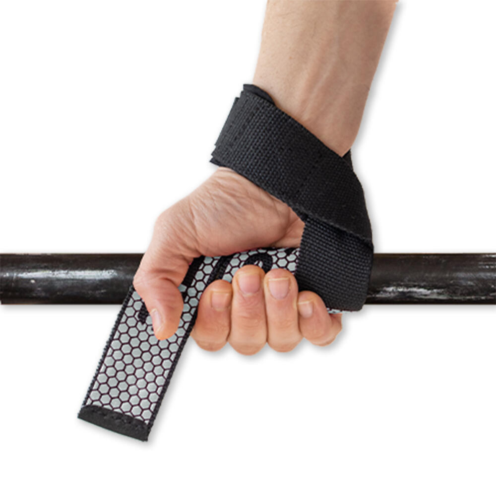 Straps Gym para Levantamiento de Pesas RL GRIPS Gris con Grip Antideslizante 5/7