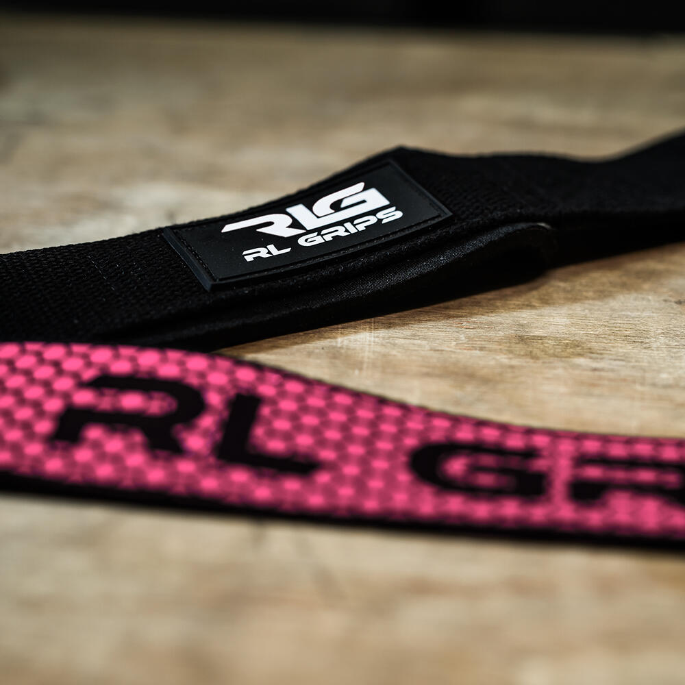 Correias de musculação. Straps de elevação RL GRIPS rosa com grip 6/7