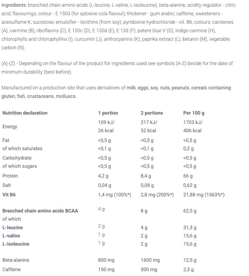 BCAA in polvere - BCAA Xplode Powder Energy - Punch alla Frutta 500g 3/3