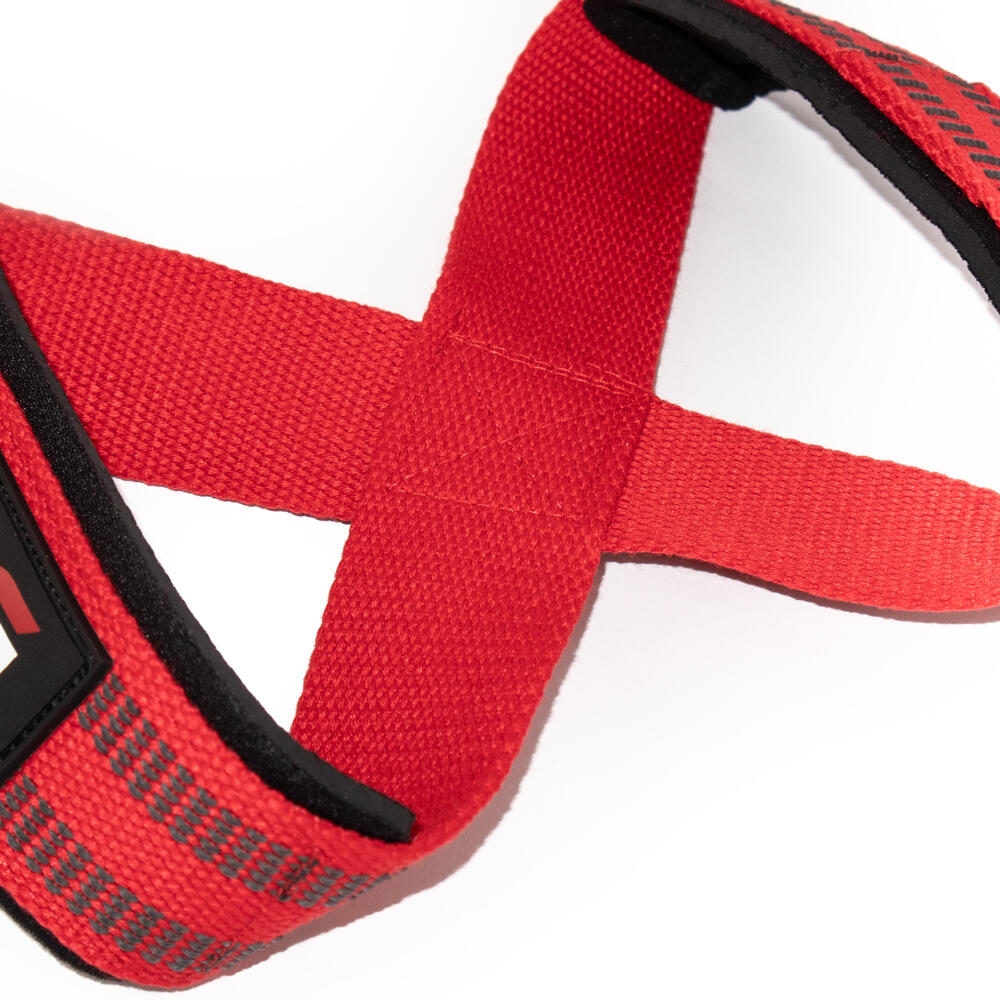 Straps de musculação. Correias de elevação RL GRIPS vermelhas em forma de 8 5/7