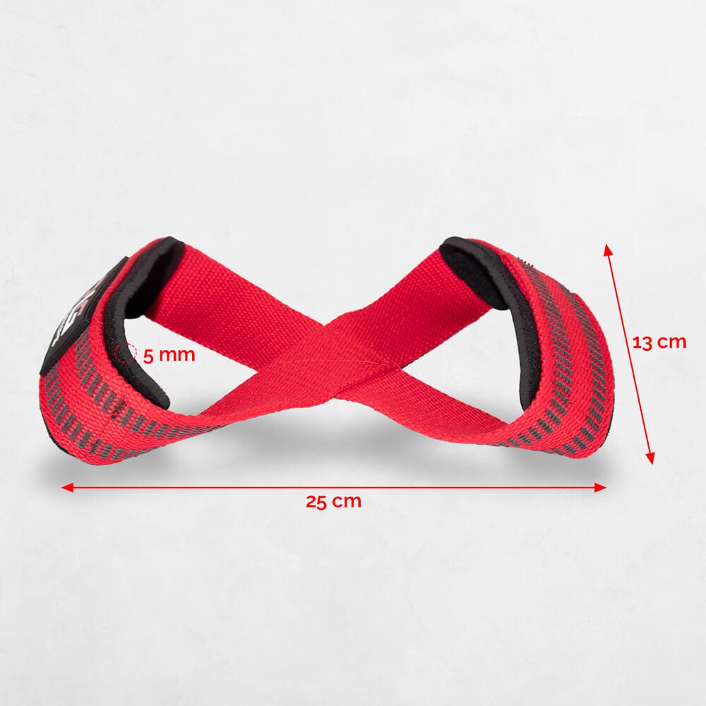 Straps de musculação. Correias de elevação RL GRIPS vermelhas em forma de 8 4/7
