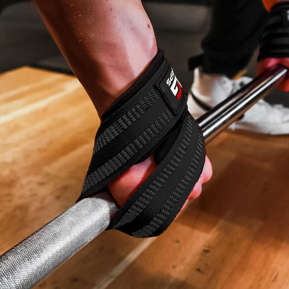 Straps de musculação. Correias de elevação RL GRIPS pretas em forma de 8 2/7