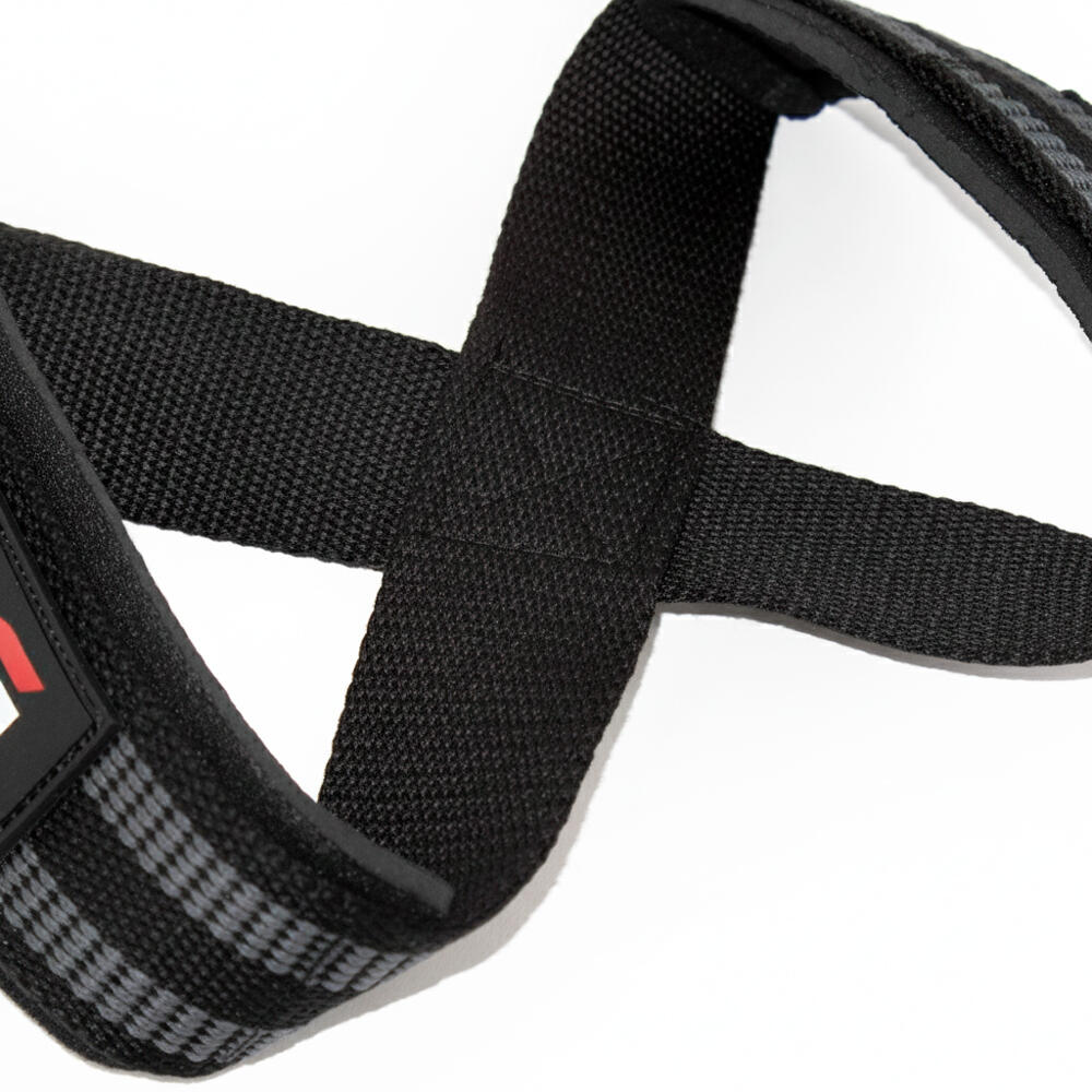Straps de musculação. Correias de elevação RL GRIPS pretas em forma de 8 5/7