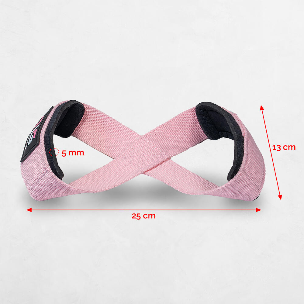 Straps de musculação. Correias de elevação RL GRIPS rosas em forma de 8 4/7