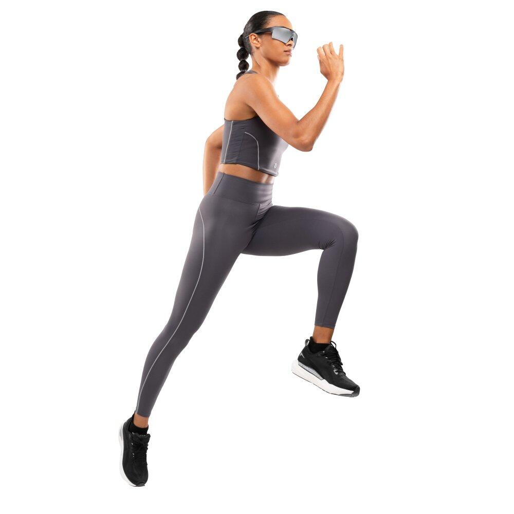 Mallas reflectantes largas running mujer fitness Lume Dark Gray Gris 3/7