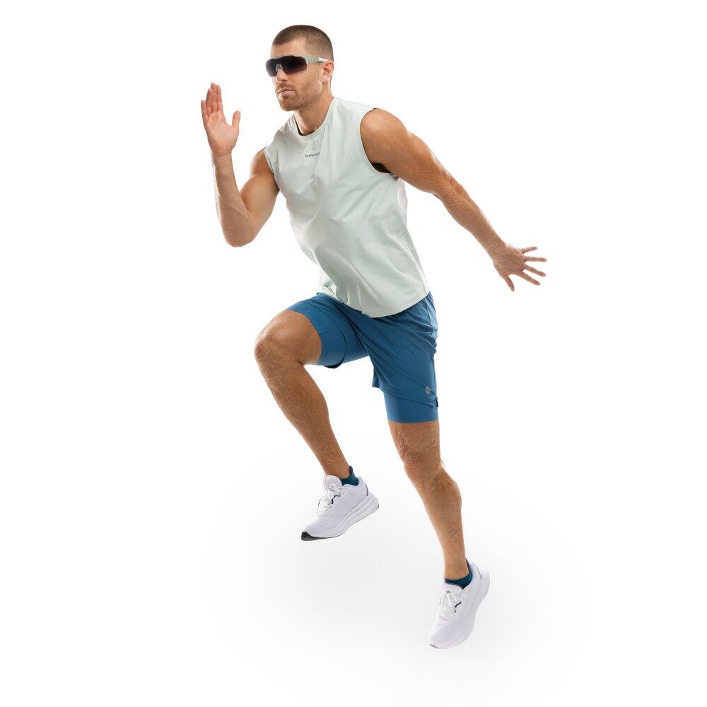 Pantaloncini da corsa 2 in 1 da uomo Fitness Admix Blue Blu 3/7