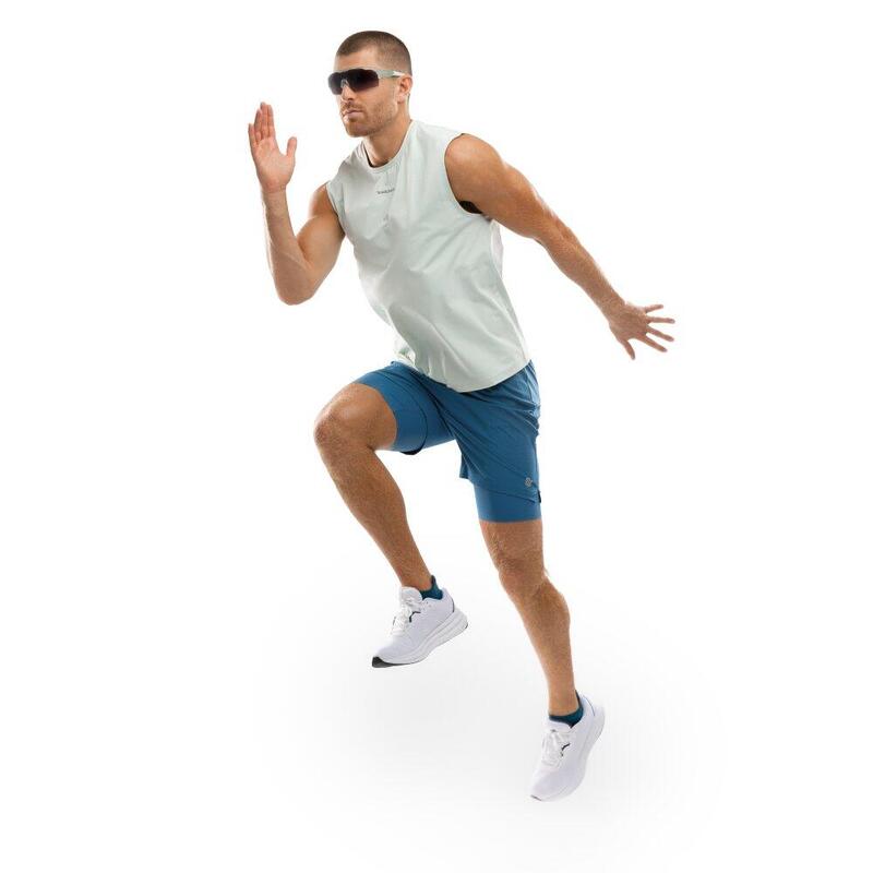 Pantaloni scurți dublu strat pentru alergare pentru bărbați Admix Blue Albast