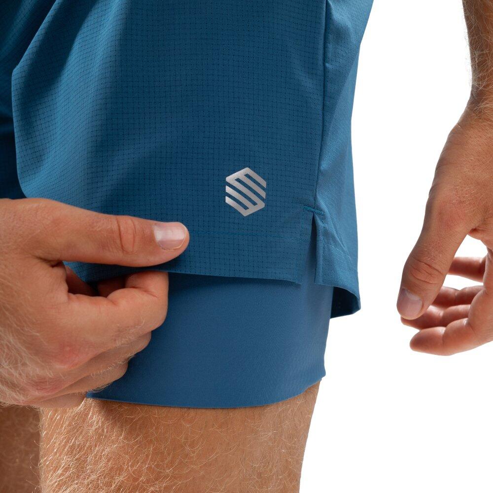 Pantaloncini da corsa 2 in 1 da uomo Fitness Admix Blue Blu 4/7