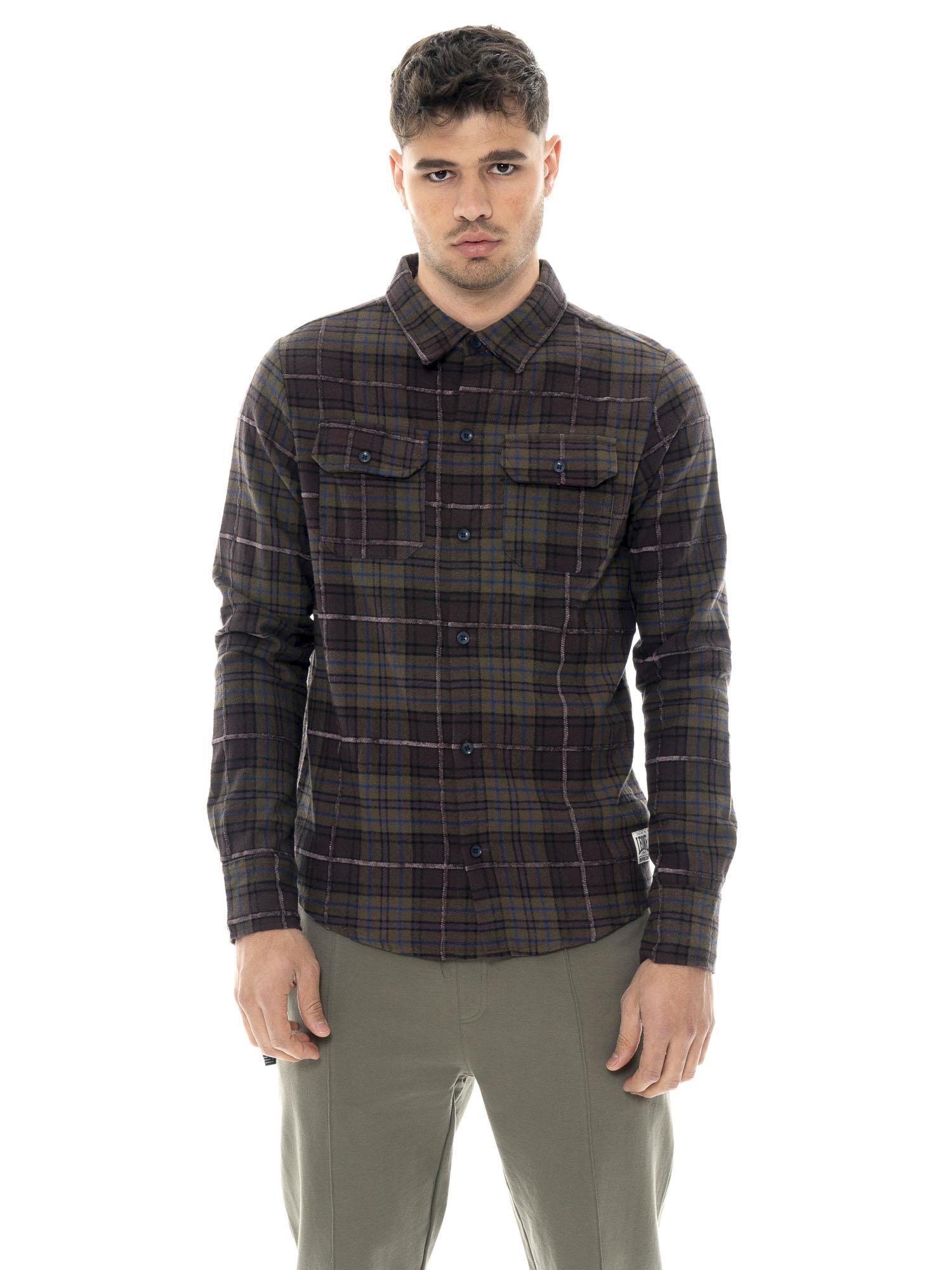 Chemise en flanelle imprimée logo Leone 1947 Vintage Dept. pour homme, taille L 1/5