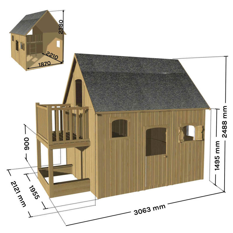 Cabane en bois sur pilotis avec mezzanine et bac à sable DUPLEX 5/5