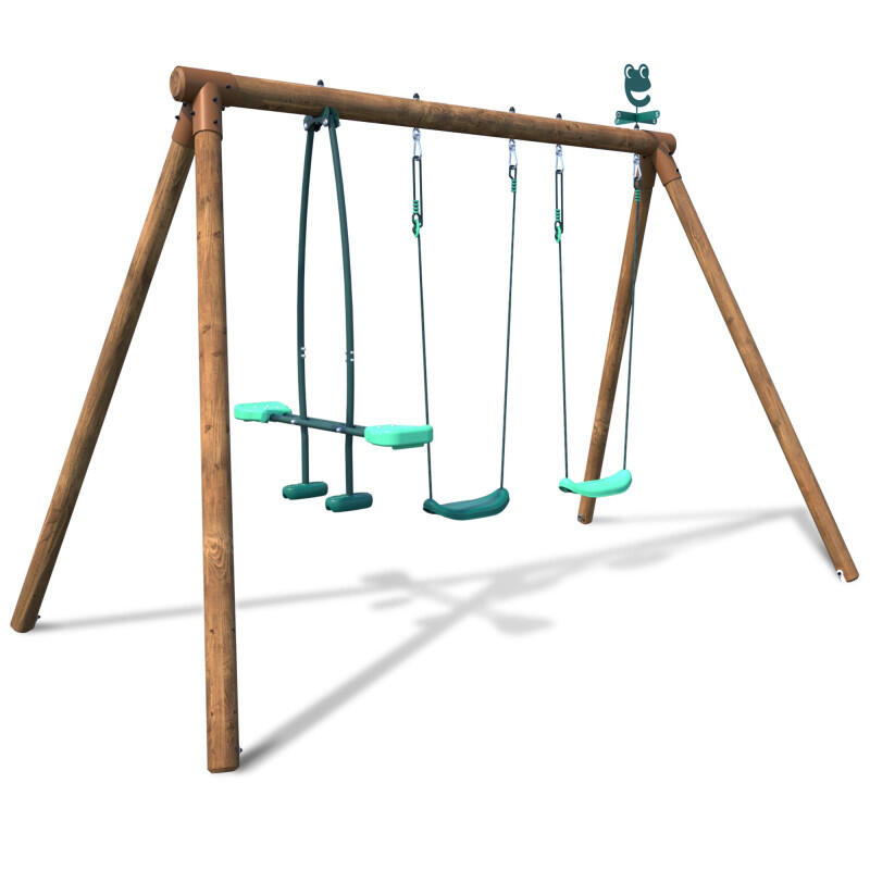 Portique en bois rond 3 agrès avec face à face PACCO 1/5