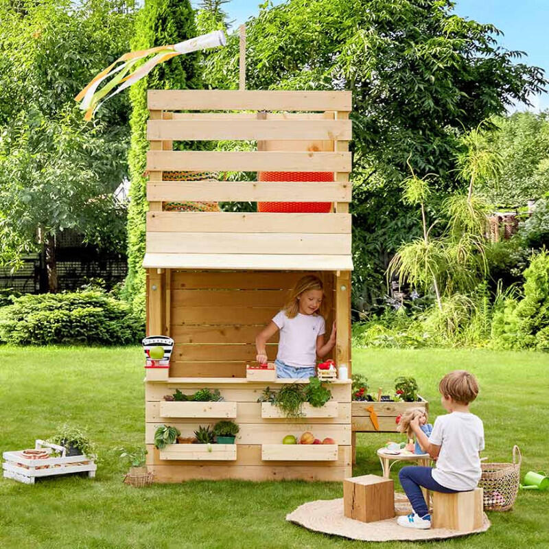 Cabane tour en bois avec comptoir et bac à sable SHOPPING 3/5