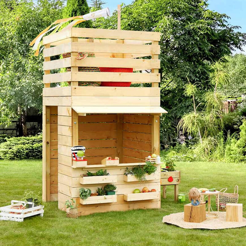 Cabane tour en bois avec comptoir et bac à sable SHOPPING 2/5