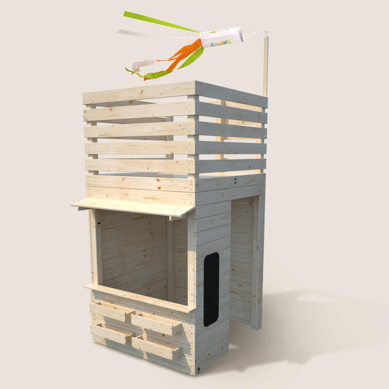 Cabane tour en bois avec comptoir et bac à sable SHOPPING 5/5