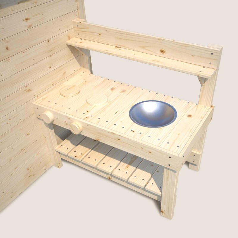 Cabane en bois enfant cuisine et table BLANCHE 4/5