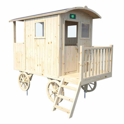 Cabane roulotte en bois sur pilotis pour enfants CARRY