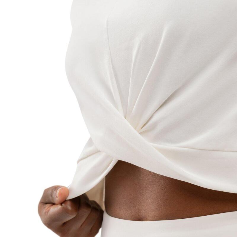 Tee sport pentru femei cu nod răsucit Space White Alb