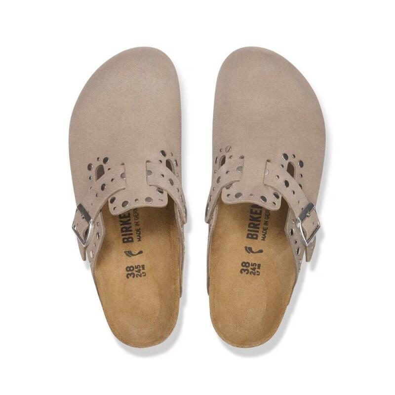 Zuecos Mujer Birkenstock Boston Rivet Marrón 3/4