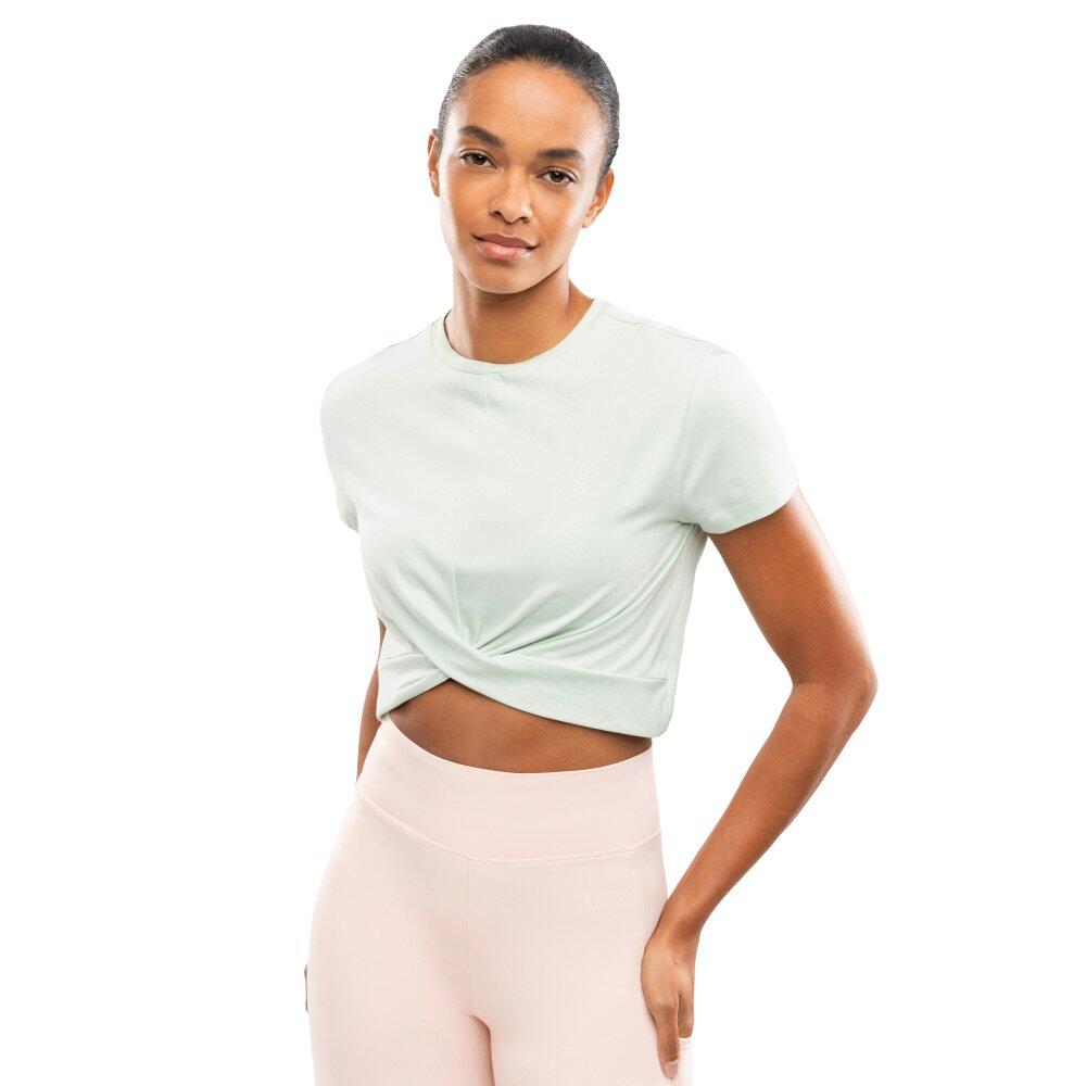 Siroko - T-shirt Sport À Nœud Torsadé Femme Fitness Space Green Vert - T-shirt Manches Courtes - Vert - Decathlon