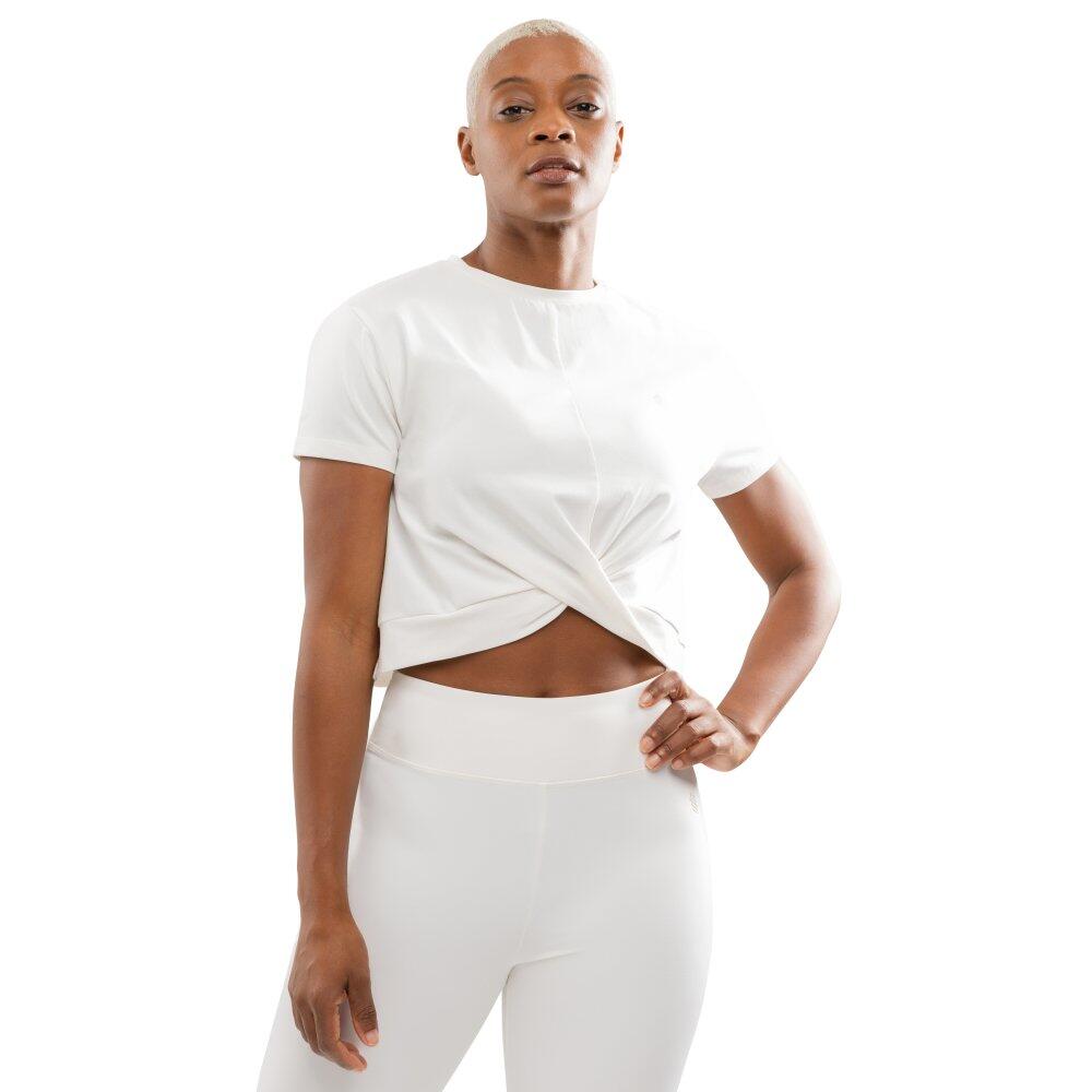 SIROKO Women Fitness 's twist knot sports tee Space White White