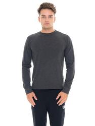 T-shirt en coton stretch à manches longues avec grand logo « Basic » pour hommes