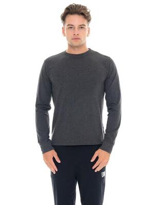 T-shirt da uomo in cotone elasticizzato a manica lunga con logo grande "Basic