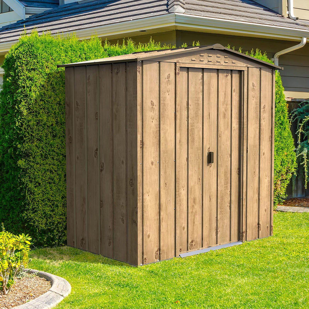 Caseta jardín Top Venus 6×4 metal imitación madera 2/4