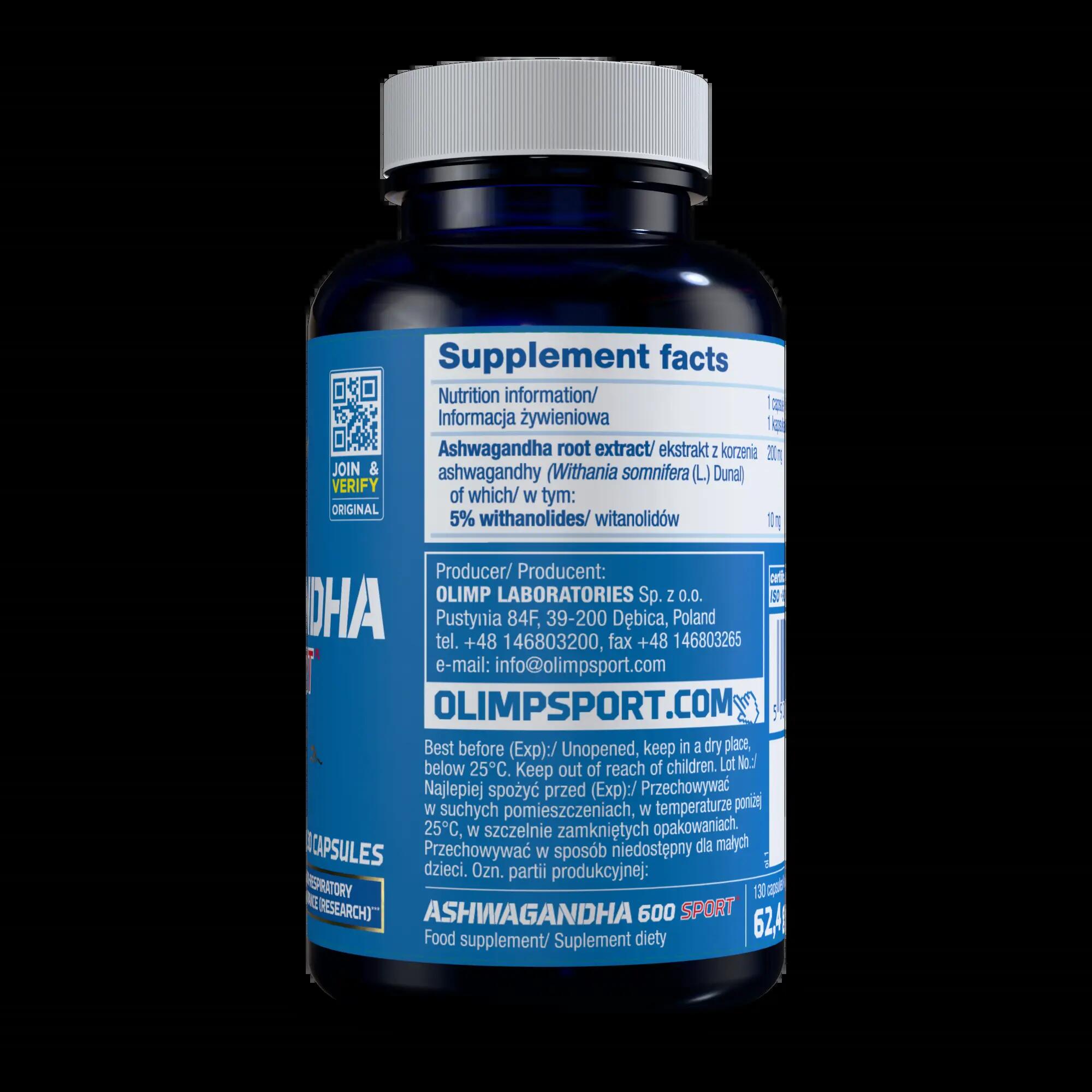Ashwagandha Olimp Ashwagandha 600 Sport - 130 Kapsułek 3/3