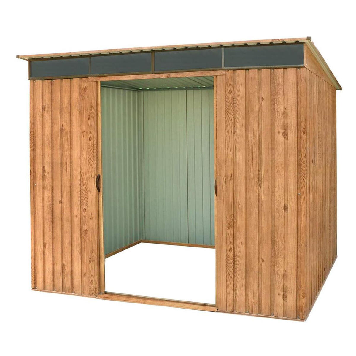 Caseta jardín Top Shed Pentroof 8×6 metal imitación madera 2/4
