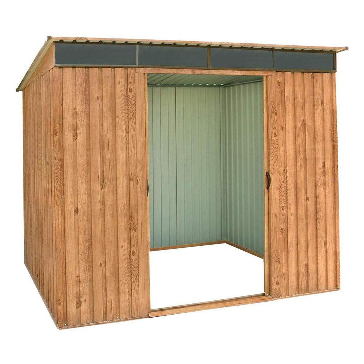 Caseta jardín Top Shed Pentroof 8×6 metal imitación madera 4/4