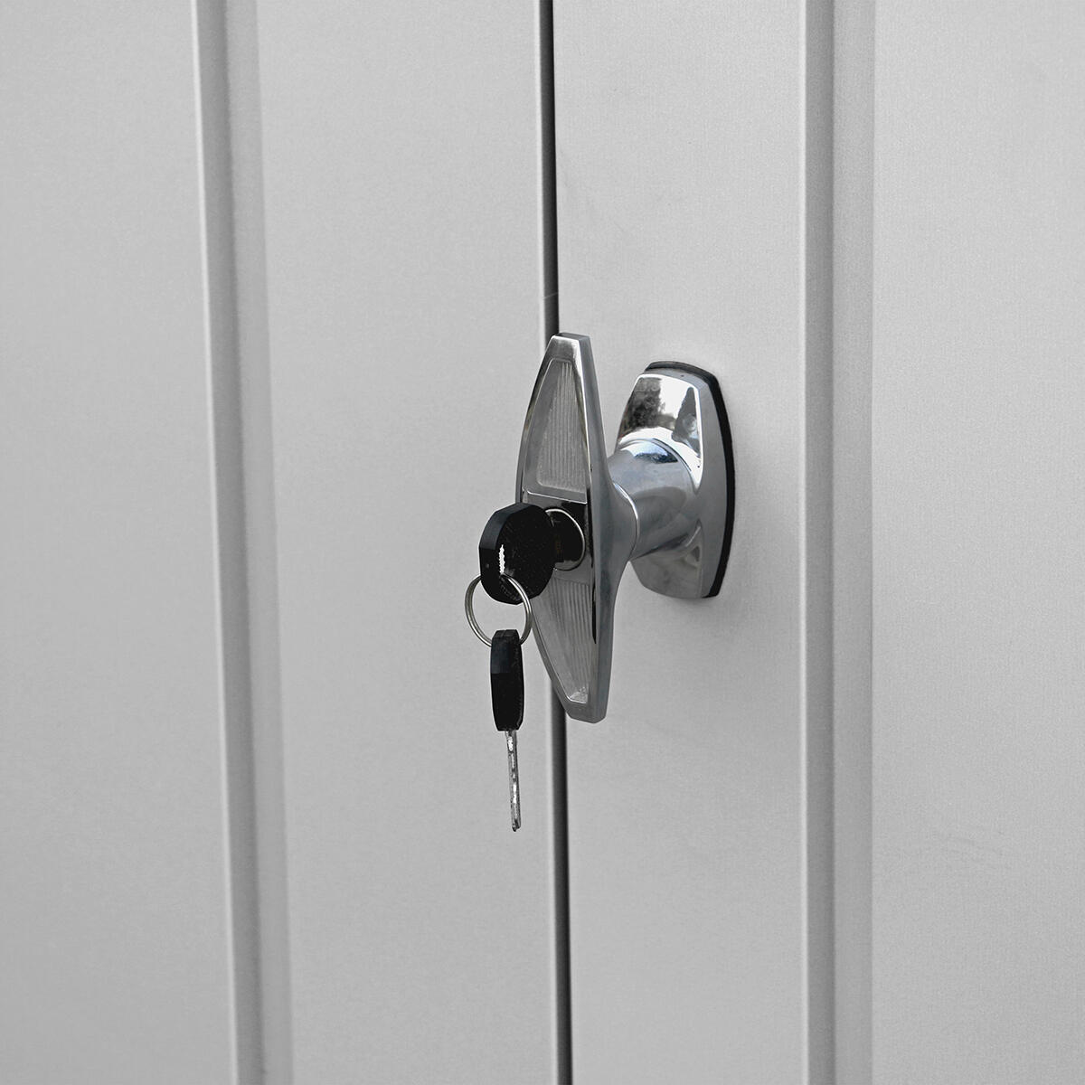 Caseta jardín Palladium 6×5 metal gris plata 7/7