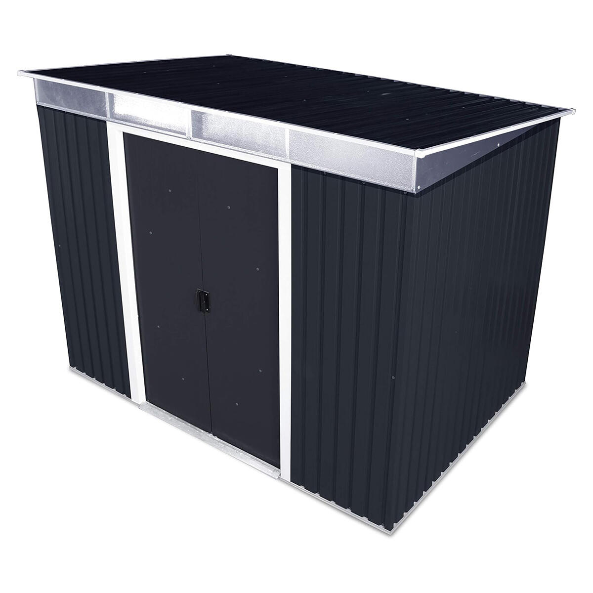 Caseta jardín Top Shed Pentroof 8×6 metal gris antracita 4/7