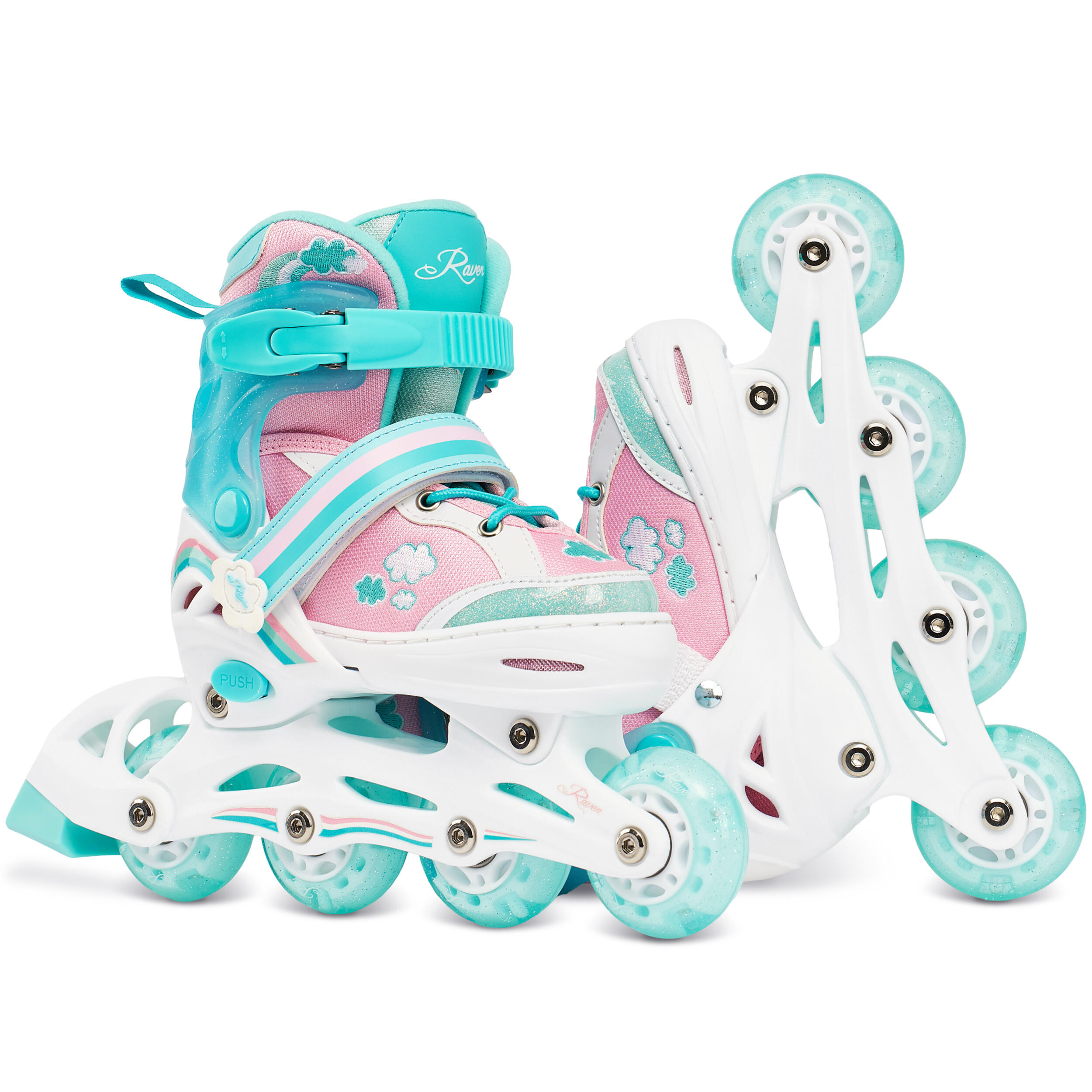 Patines Ajustable 4en1 Hockey Rueda LED Zoya Menta 2/6