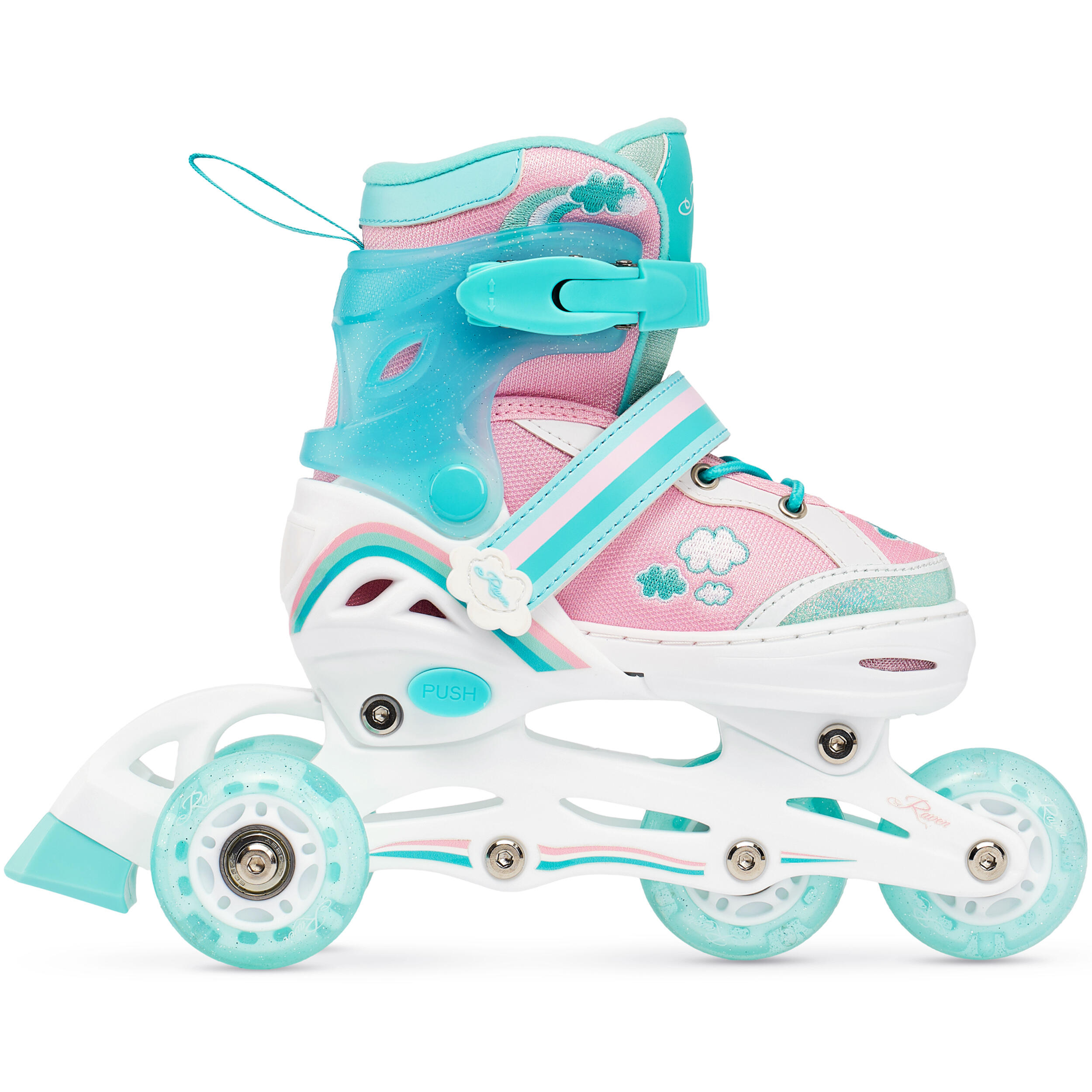Patines Ajustable 4en1 Hockey Rueda LED Zoya Menta 5/6