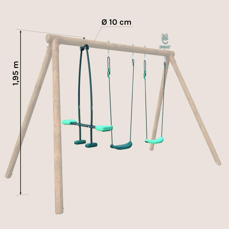 Pack Cocoon SOULET 3 accessoires pour portique H195 cm 2 balançoires et 1 face à 2/5
