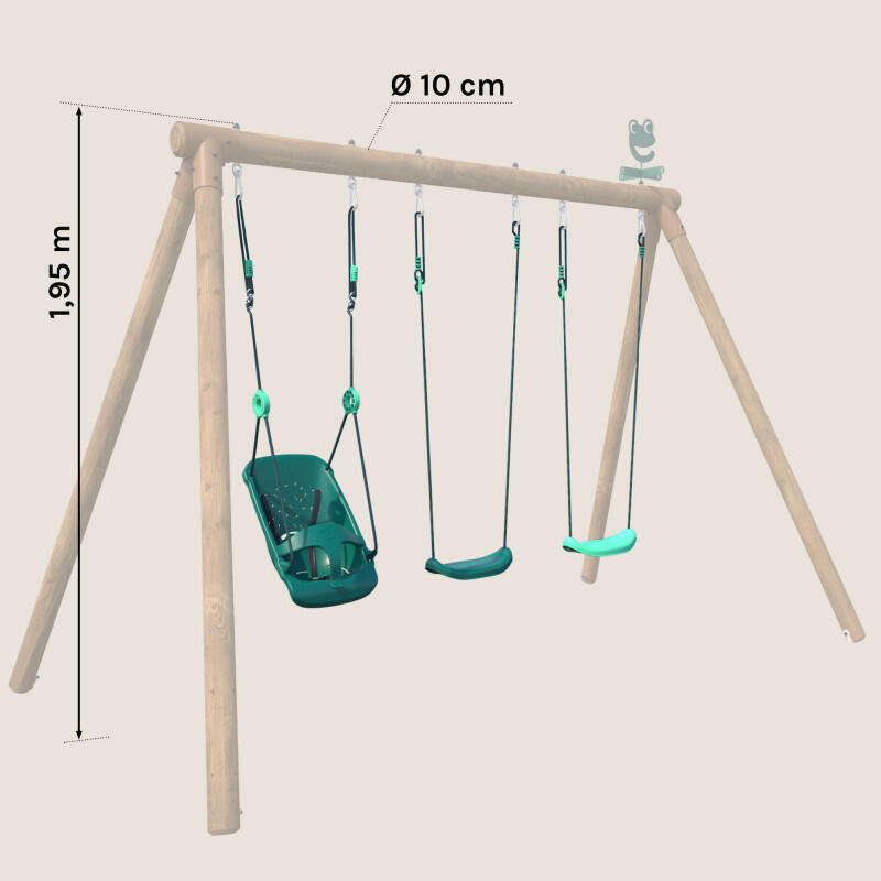 Pack Lilly SOULET 3 accessoires pour portique H195 cm : 2 balançoires et 1 siège 2/5