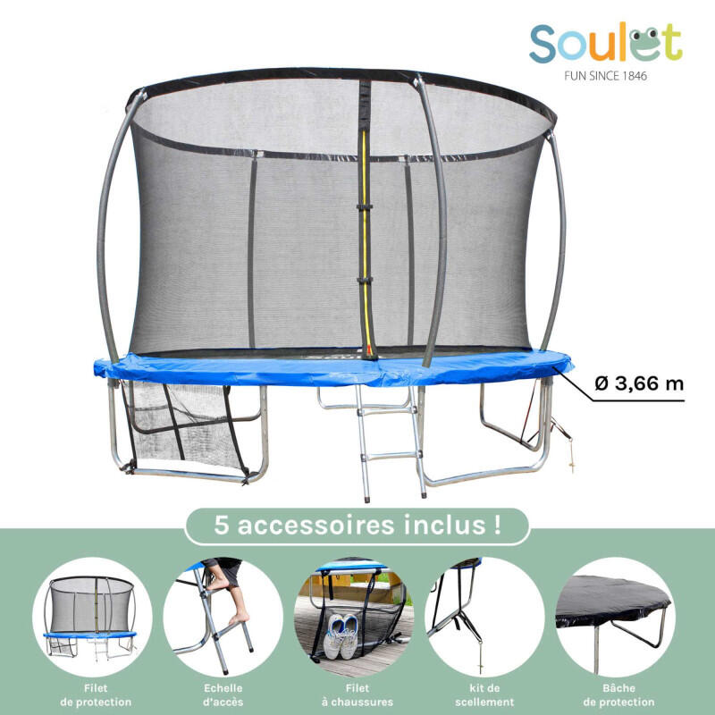 Trampoline extérieur 3,66m pour enfants avec filet de protection 3/5