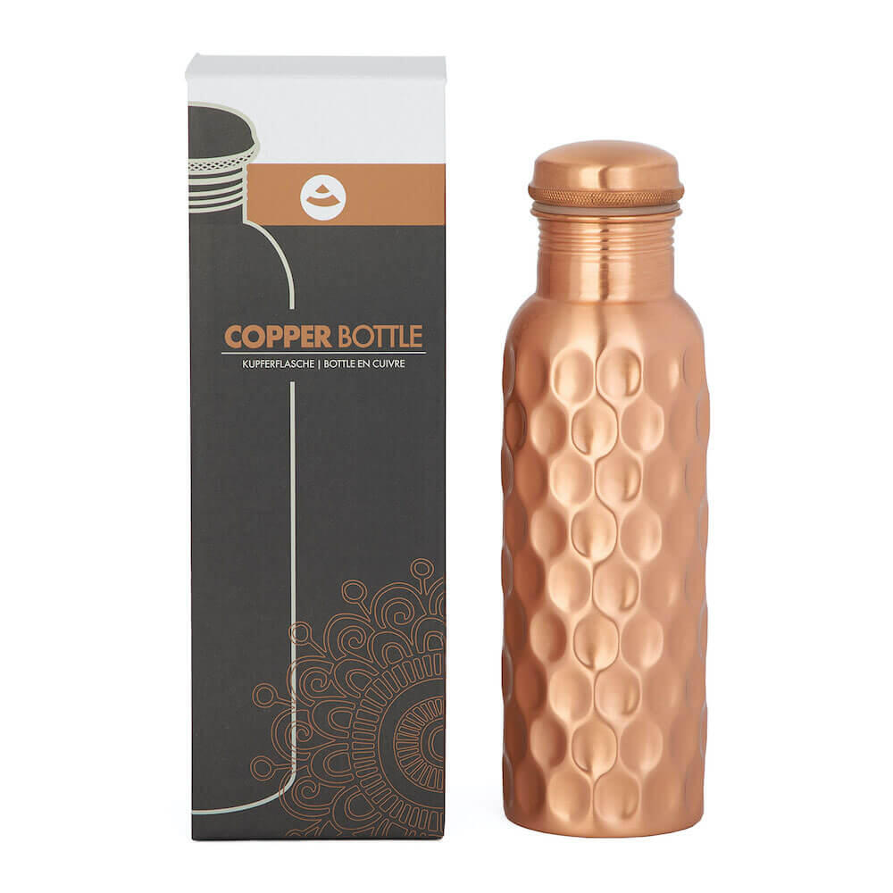 Drinkfles Bodhi koperen waterfles van 800 ml met diamantgravure 3/5