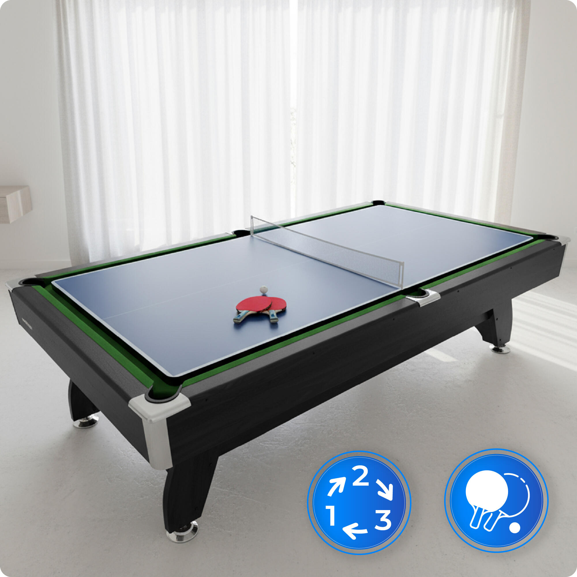 Kulečníkový stůl s nástavcem na stolní tenis/ping pong 8FT - Thunder BOLD-BLACK 5/7