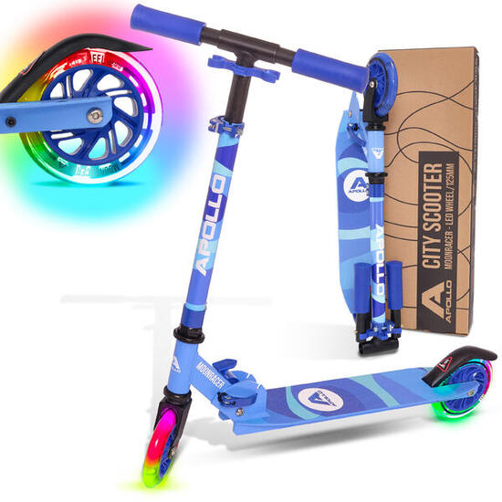 City Scooter Moonracer – Leichter Kinderroller mit LED-Rollen und Federung