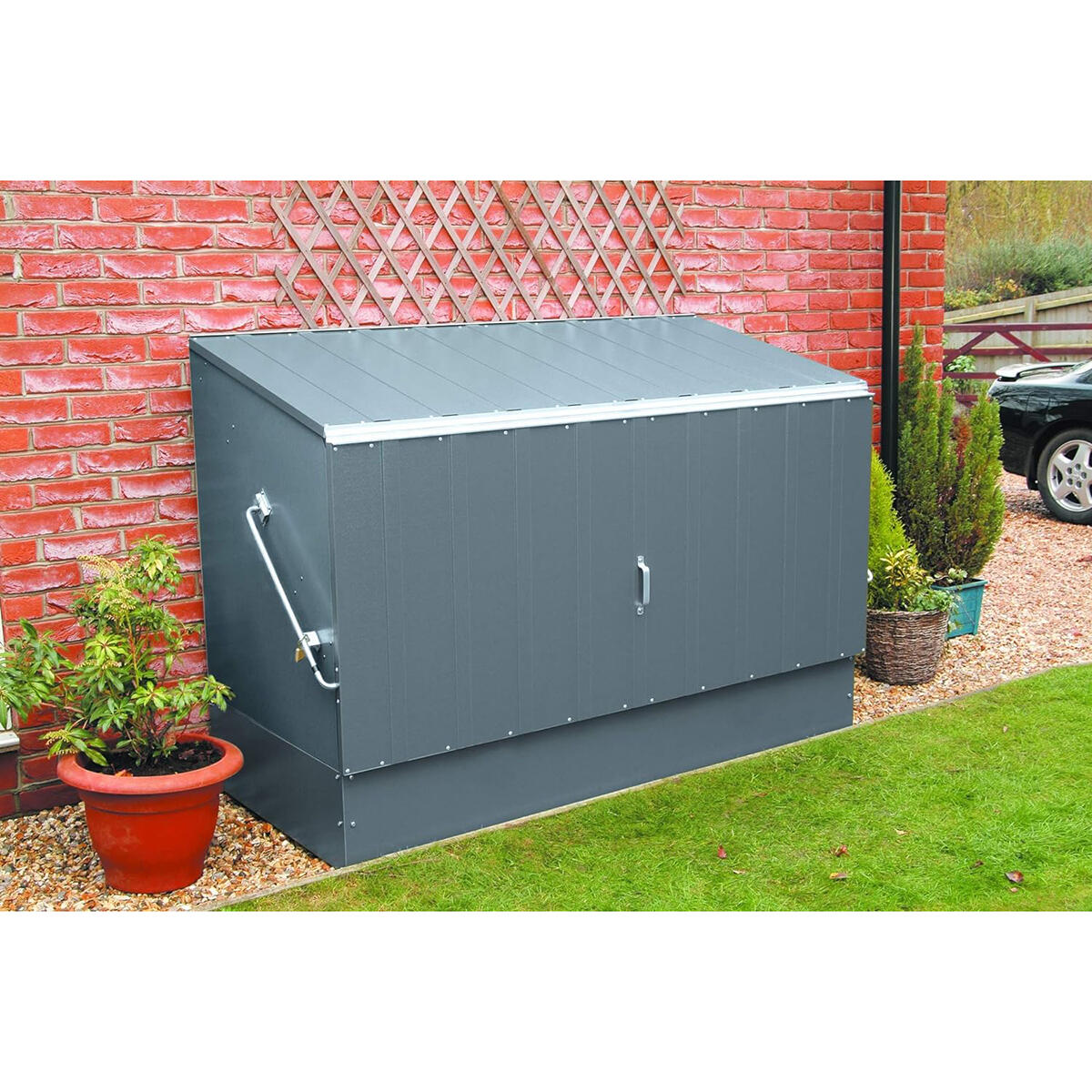 Guardabicis metálico 196x89x133 cm para 3 bicicletas 3/6