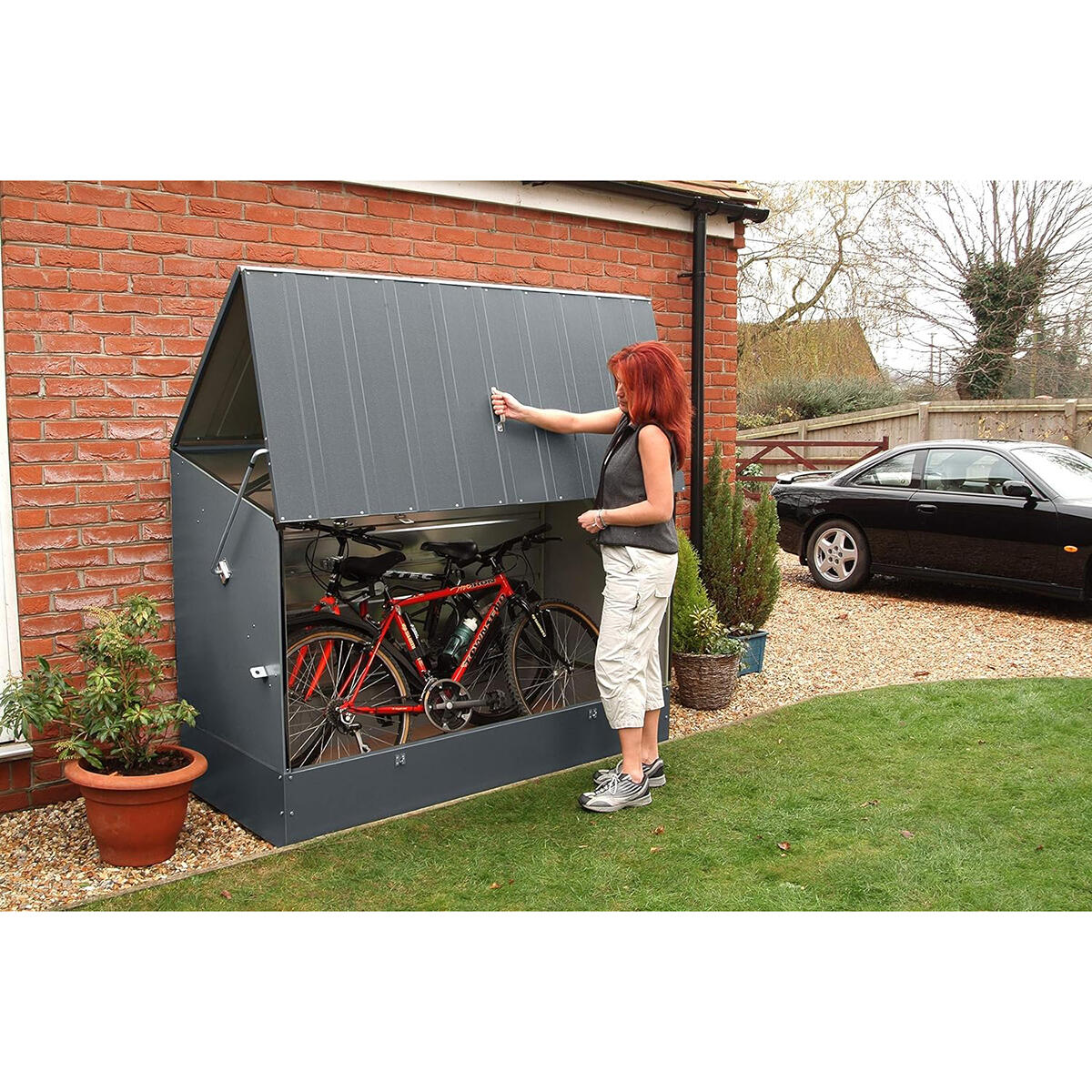 Guardabicis metálico 196x89x133 cm para 3 bicicletas 2/6