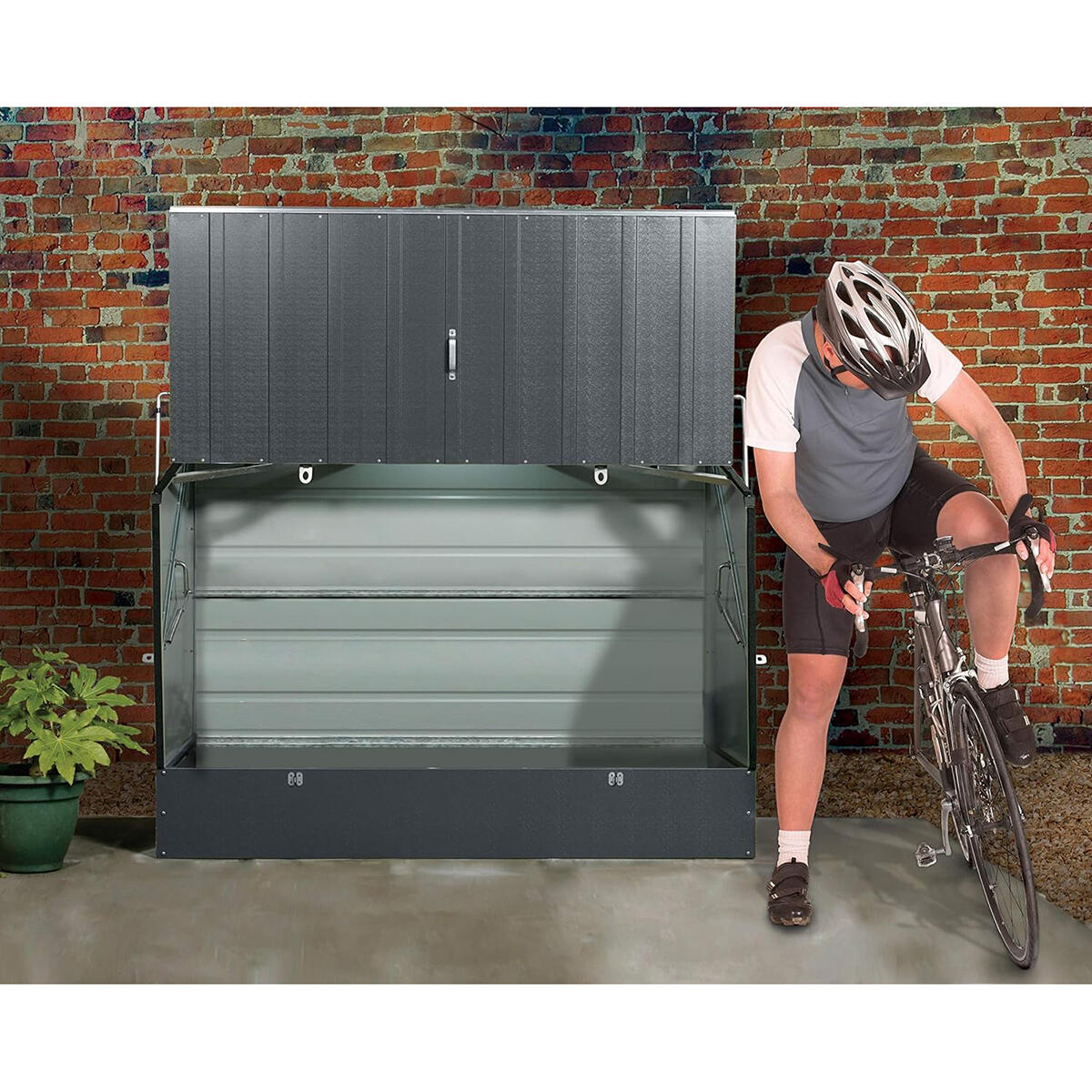 Guardabicis metálico 196x89x133 cm para 3 bicicletas 4/6