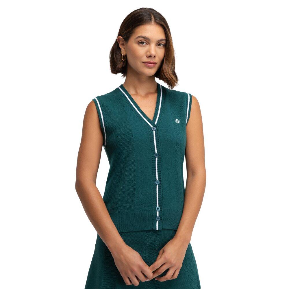 SIROKO Women Golf 's v-neck knit vest Zaharias Teal Green