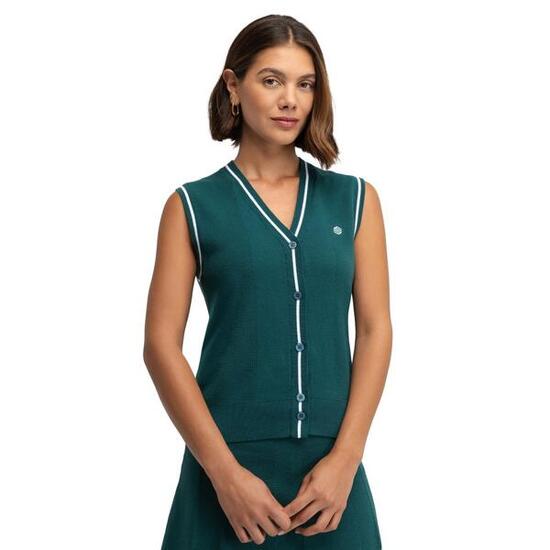 Gilet da golf in maglia con scollo a V da donna Zaharias Teal Verde