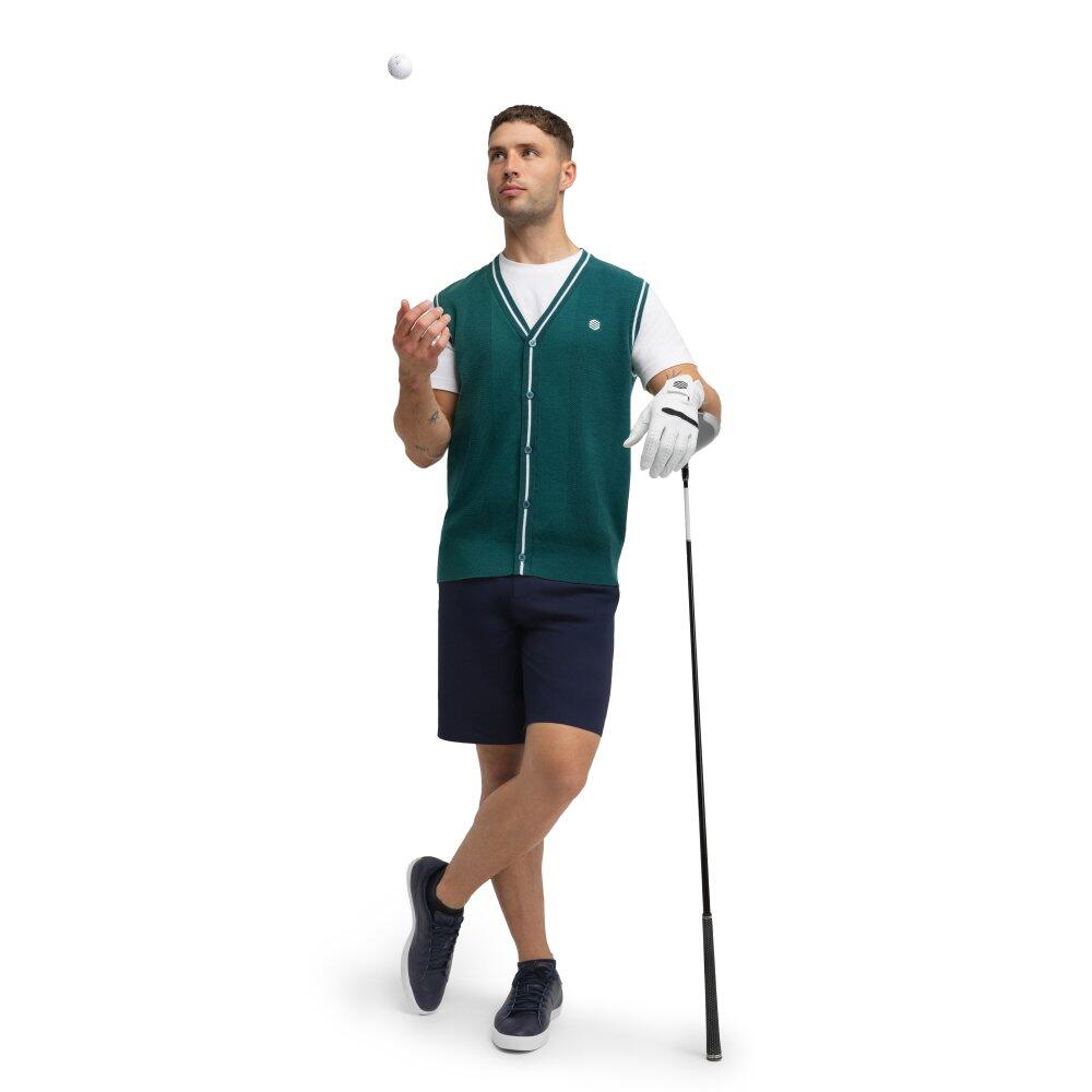 Chaleco punto golf cuello de pico hombre Carnoustie Teal Verde 3/7