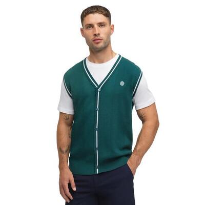 Heren golf gebreid vest met v-hals carnoustie teal groen