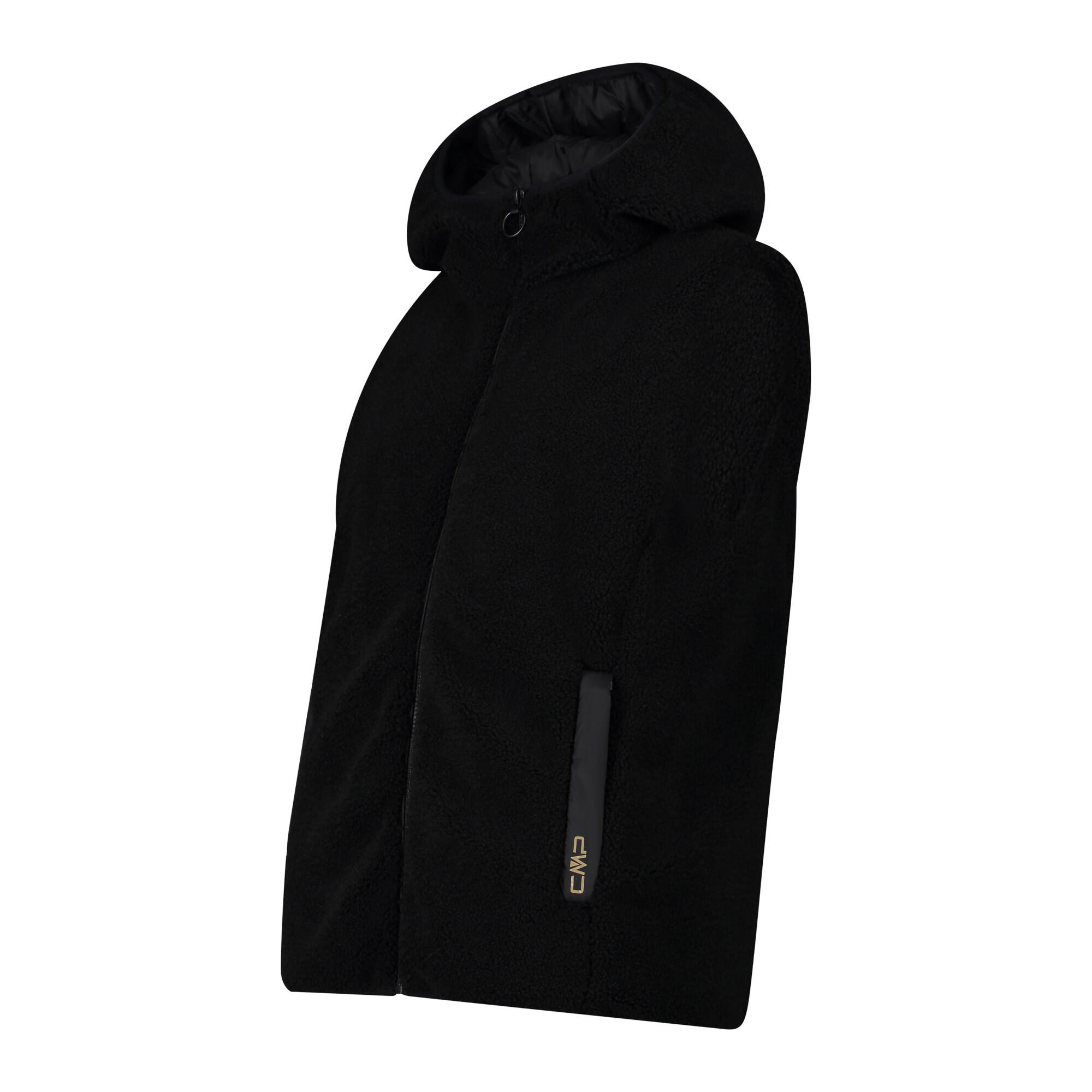 CMP Gilet à capuche fixe en fourrure Teddy pour femme - Noir 3/4